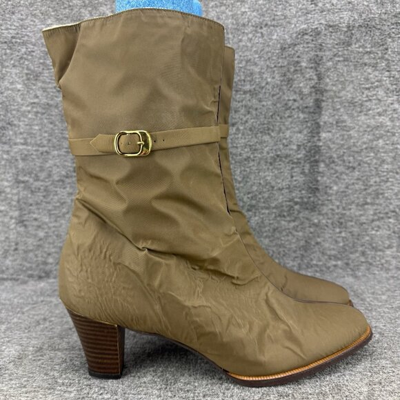 VTG Revelations Wool Lined Side Zip Block Heel Brown Booties 9.5N ✅PEELING W/BOX - Picture 7 of 14